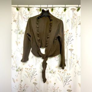 Women's Casual Corner Vintage Long Sleeve Ruffled Sweater Shrug Top